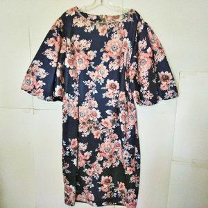 Karen T Designs 8033 Bell Sleeve Midi Floral Dress